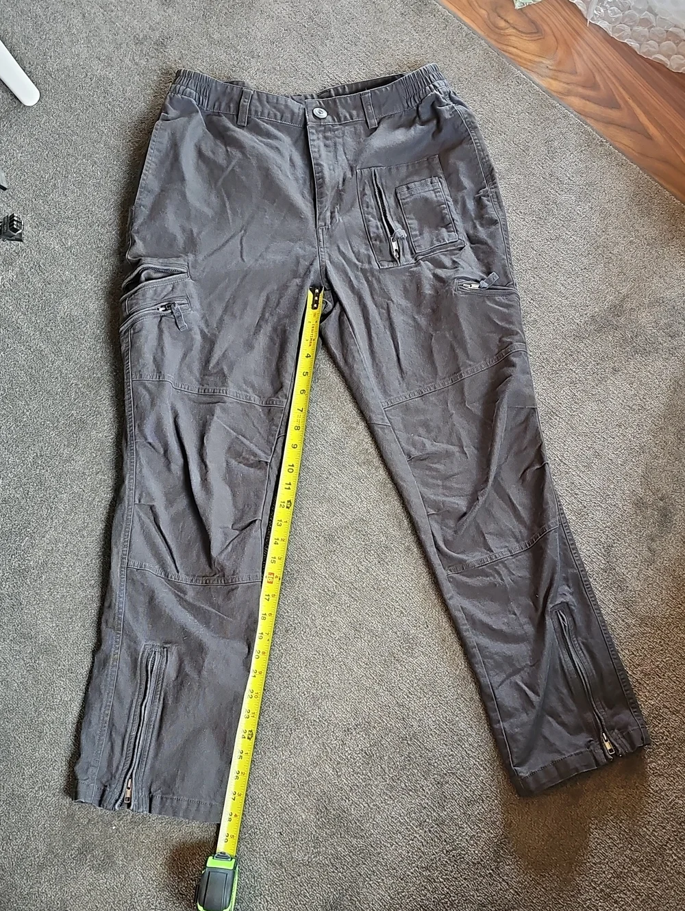 Men's Dark Grey Utility Cargo Pants - Size 34